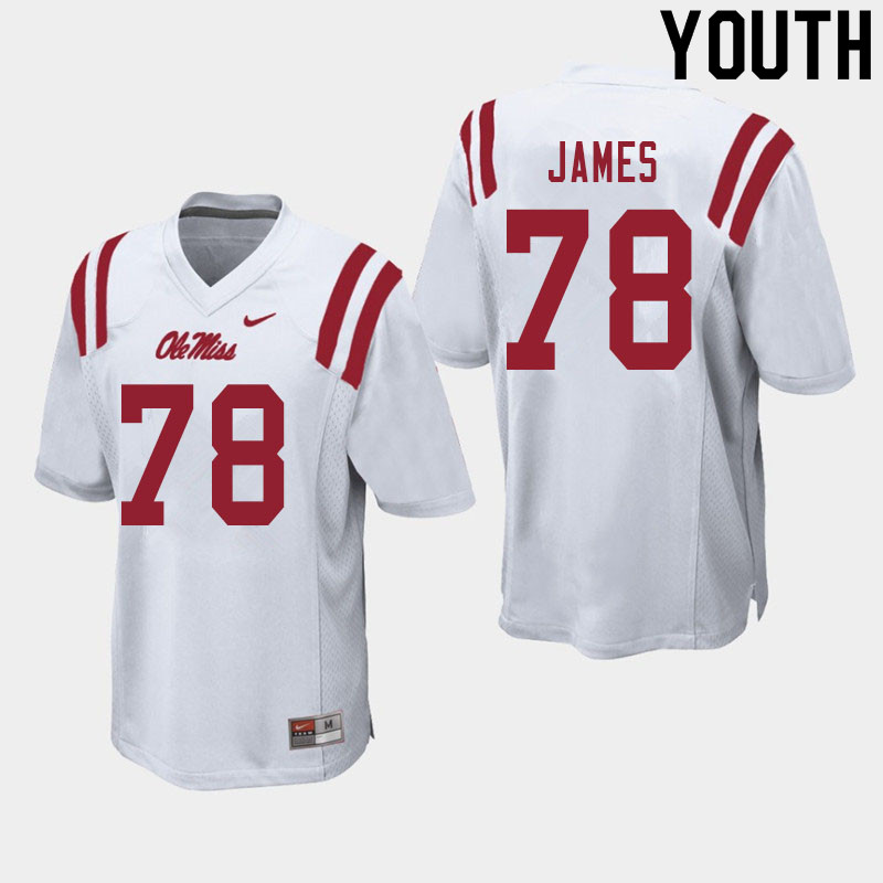 Jeremy James Ole Miss Rebels NCAA Youth White #78 Stitched Limited College Football Jersey CNQ1858XB